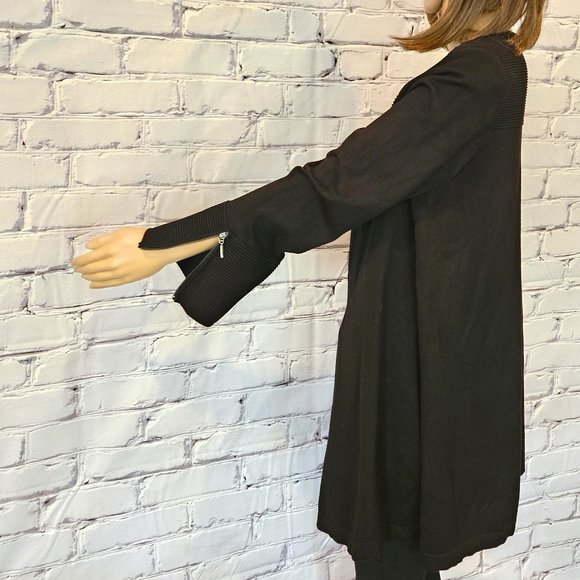 Alfani, Black long sleeve tunic sweater with zipper detail at the cuffs - Picture 9 of 11